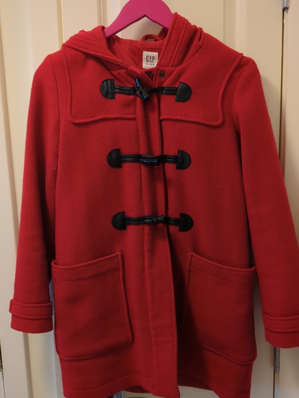 GAP Kids Red Hooded Toggle Pea Coat